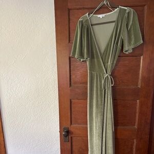 Baltic Born Sage Velvet Meghan Wrap Dress Small